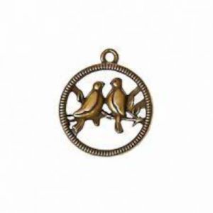 Zawieszka metalowa Charms ScrapBerry's Ptaki w Okręgu Brąz, 20mm